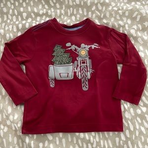 Hanna Andersson red Christmas tree tee motorcycle size 90 / 3T